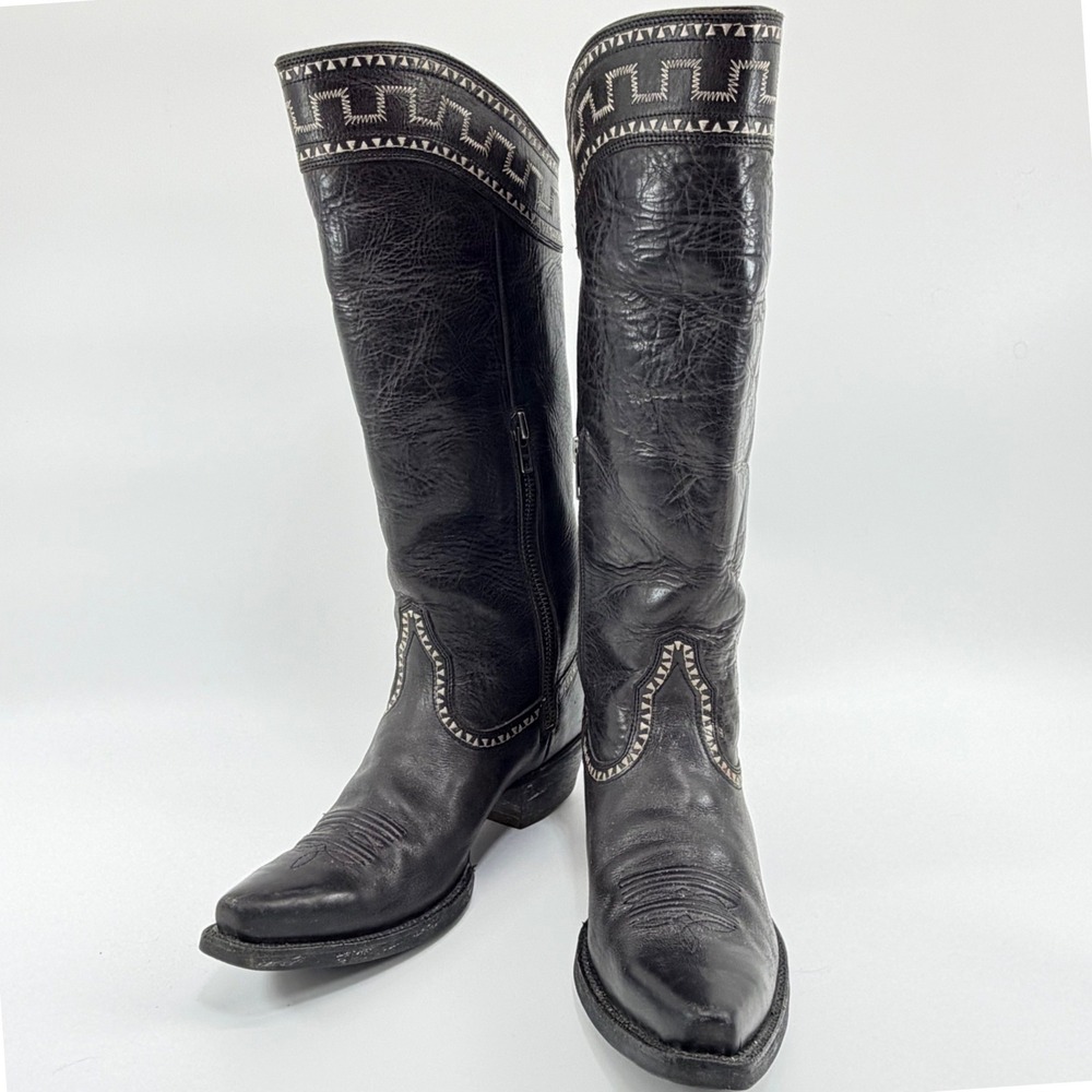 Ariat Sahara Tall Western Boots Women's 8 Black Leather Cowgirl Boho Festival